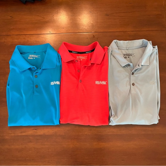 Men's Lot of 3 Nike Golf Shirts with REMAX logo Blue Red and Gray L - Picture 1 of 10